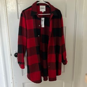 New with tags BB Dakota red and black flannel jacket shirt size L